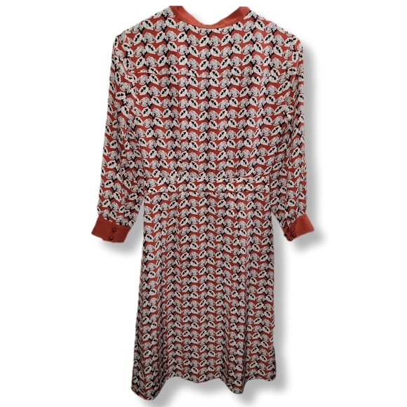 Tory Burch Orange Poppy Floral Print Silk Maximalist Long Sleeve Tunic Dress - Picture 2 of 15